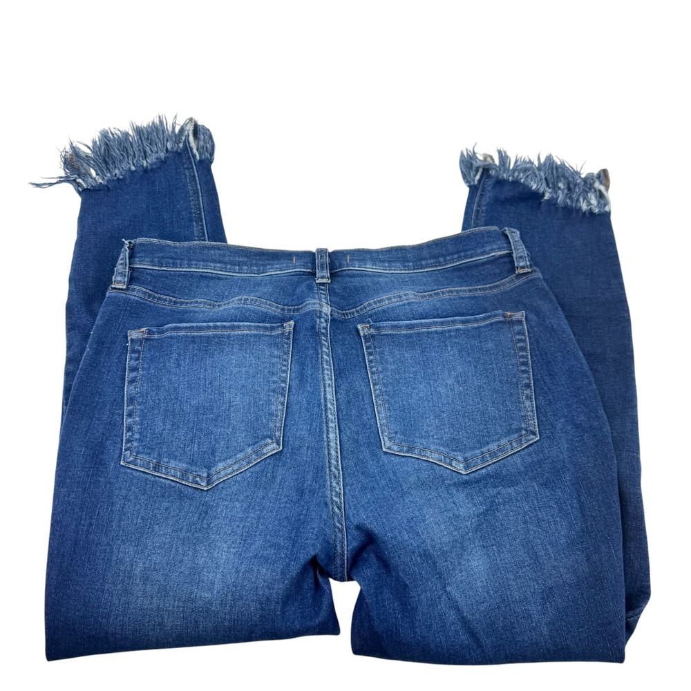 Free People Blue Frayed Fringe Hem Skinny Jeans Womens Size 30 Distressed Denim - Picture 4 of 12